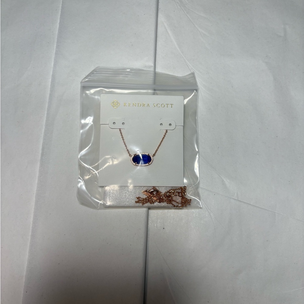 Kendra Scott Cobalt Blue and Rose Gold Eliza Necklace